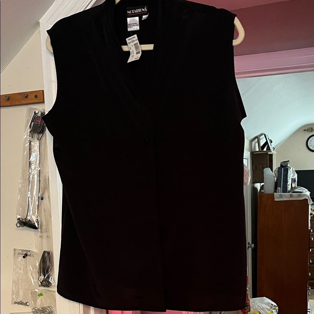 Notations Black Sleeveless Blouse